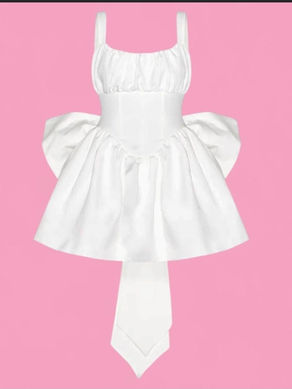 Pretty Little Thing White Bow Dress
